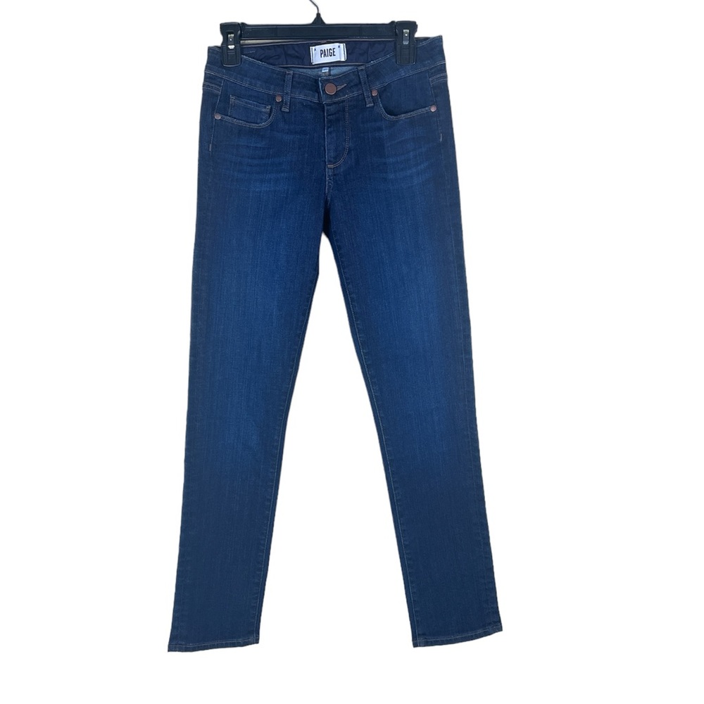 PAIGE mid-rise dark blue skinny whiskered jeans size 27